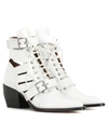 Chloé Women's Rylee Buckle Cutout Leather Boots In White