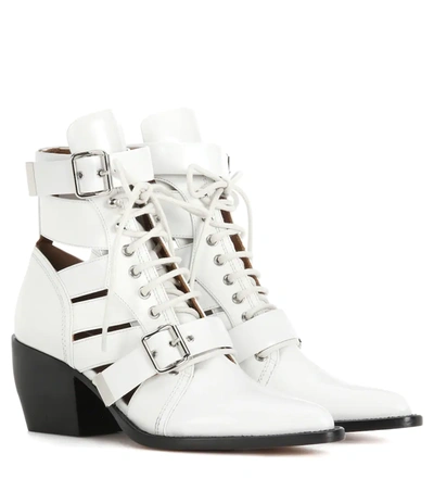 Chloé Rylee Medium Leather Ankle Boots In White