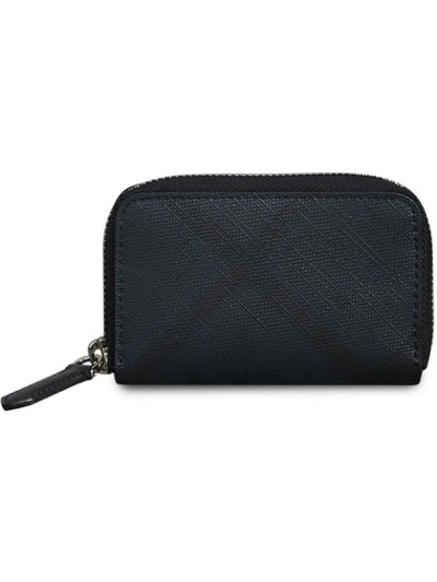 Burberry London Check Ziparound Coin Case In Blue