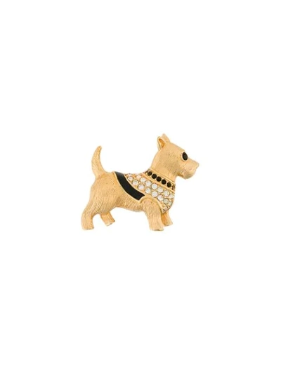 Pre-owned Susan Caplan Vintage Swarovski Dog Brooch - 金属色 In Gold