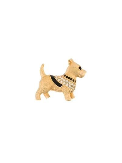 Pre-owned Susan Caplan Vintage Swarovski Dog Brooch In Gold