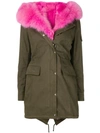 Philipp Plein Fur Trim Parka In Green