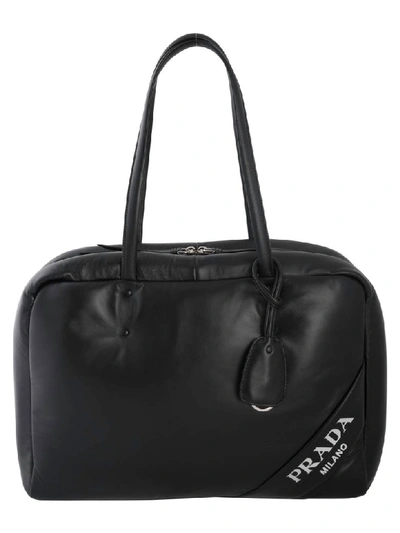 Prada Tote In Rgc Nero/cobalto