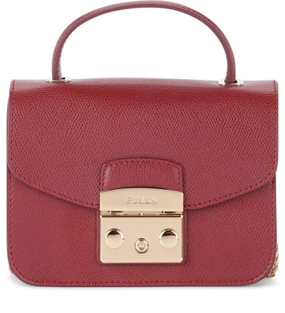 Furla Metropolis Mini Cherry Leather Shoulder Bag In Rosso