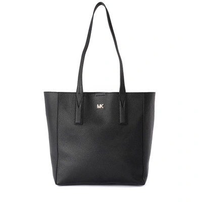 Michael Kors Junie Medium Black Leather Shoulder Bag In Nero