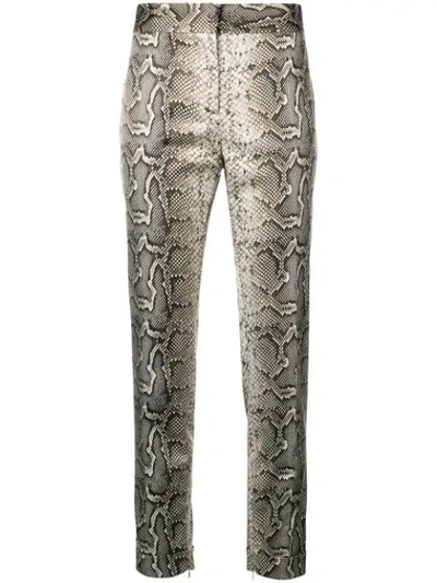 Tom Ford Python Printed Tailored Trousers In Neutrals