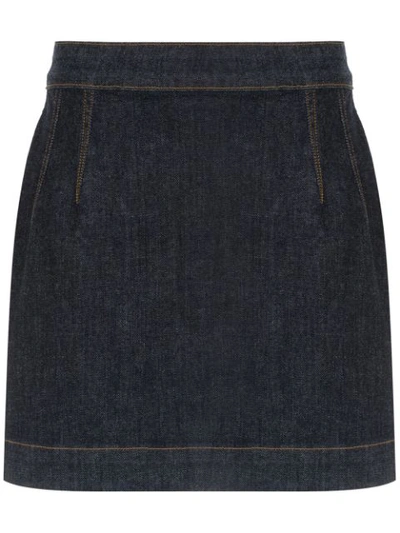 À La Garçonne High Waisted Denim Skirt In Blue