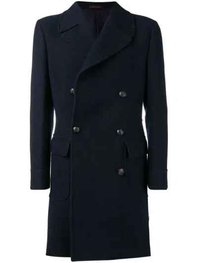 The Gigi Double Breastes Coat In Blue