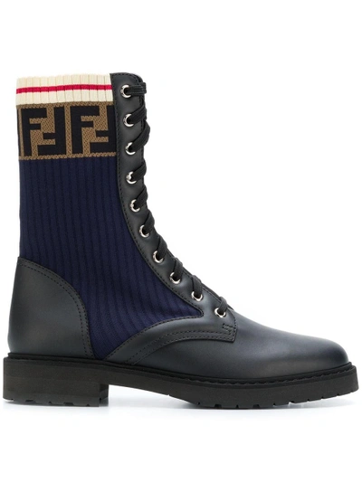 Fendi Rockoko Combat Boots - Black