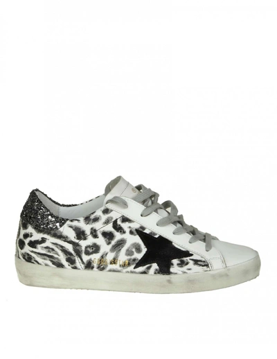 Golden Goose "superstar" Sneakers In White Leather With Leoparded Prin In Black Leopard