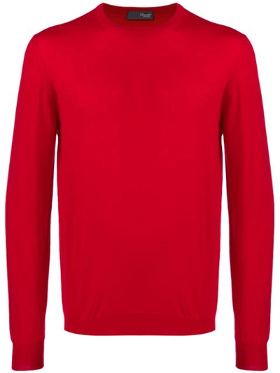 Drumohr Long-sleeve Fitted Sweater In Rosso