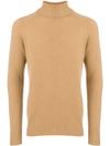 Drumohr Roll-neck Fitted Sweater In Neutrals