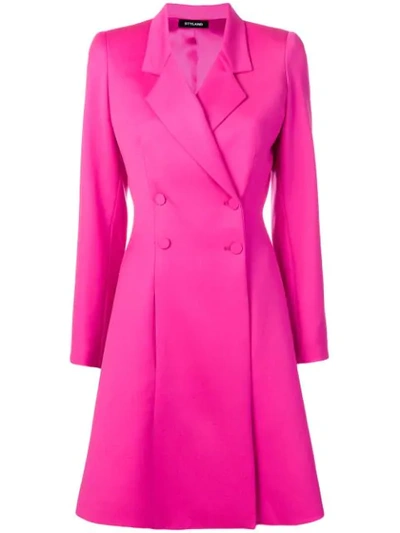 Styland Midi Buttoned Coat In Pink