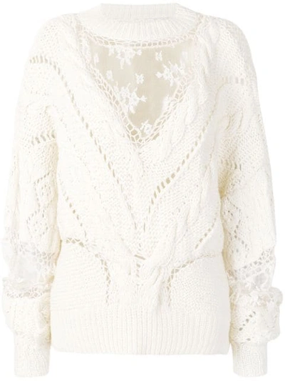 Almaz Lace Detail Knit Jumper - White