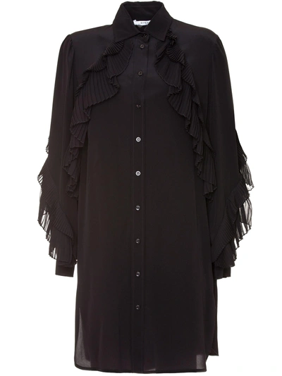 Givenchy Shirt In Silk Blend With Rouches In Nero