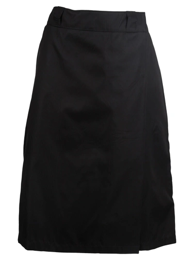 Prada Logo Plaque Skirt In Nero