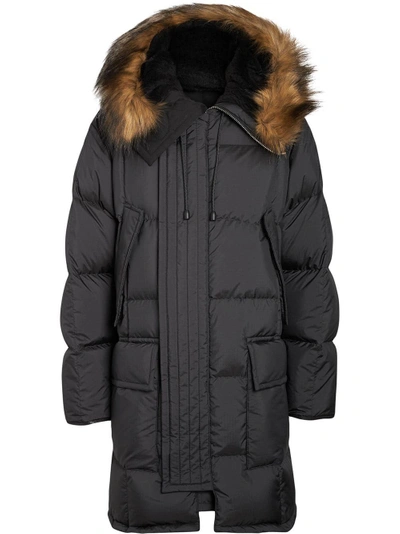 Burberry Faux Fur Trim Down In Black