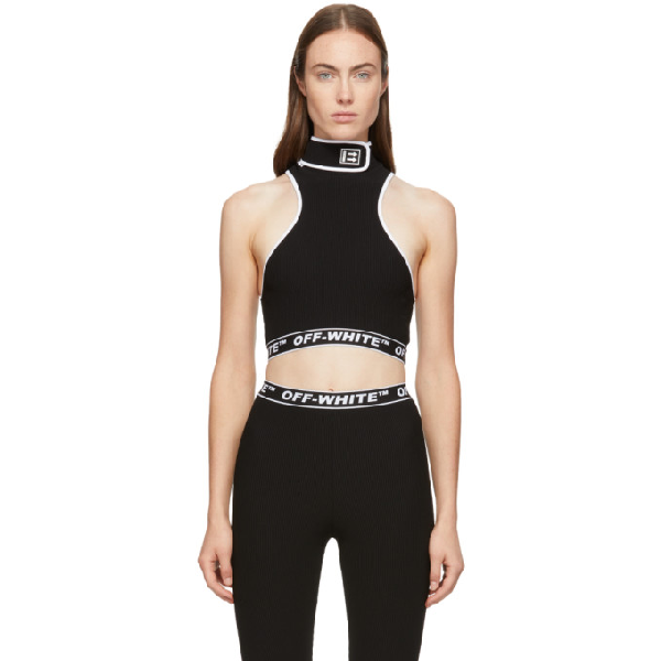 Off-white Turtleneck Stretch-jersey Cropped Top In Black | ModeSens