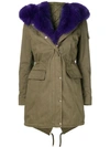 Philipp Plein Fur Trim Parka In Green