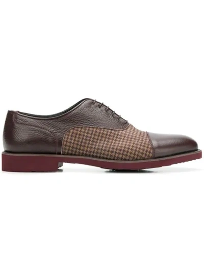 Moreschi Checked Panel Oxford Shoes In Red
