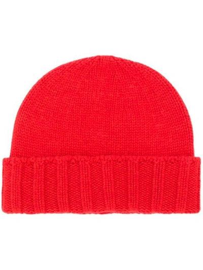 Drumohr Knitted Beanie Hat - Red In Red