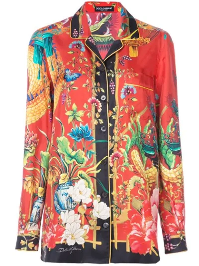 Dolce & Gabbana Printed Pyjama Shirt - Red