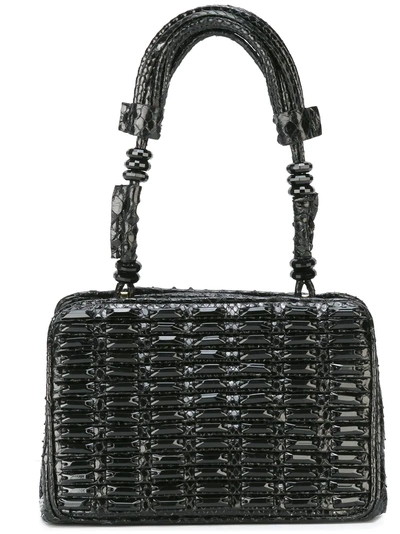 Pre-owned Giorgio Armani Bead Embellished Clutch Bag In Black