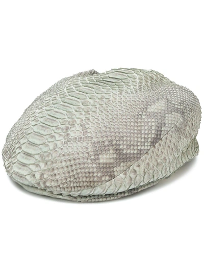 Pre-owned Giorgio Armani Snakeskin Flat Cap In Grey