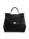 Dolce & Gabbana Large Sicily Leather Top Handle Bag In Black