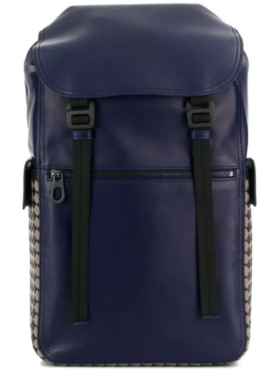 Bottega Veneta Intrecciato Checker Backpack In Blue