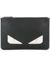 Fendi Bugs Metal Monster Eye Pouch In Black/white