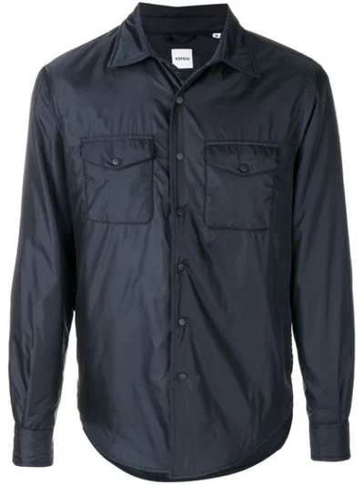 Aspesi Technical Snap Shirt Jacket In Blue