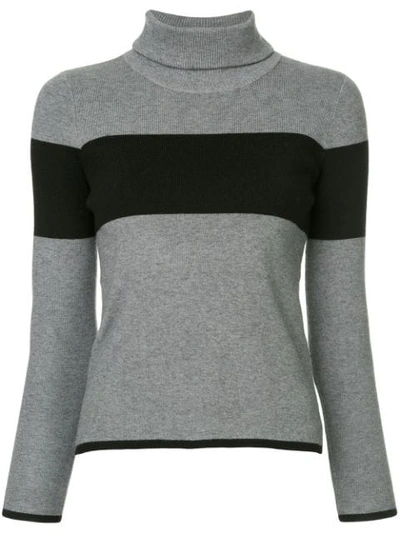 Guild Prime Stripe Panel Roll Neck Jumper - Grey In Grey