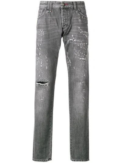 Philipp Plein Straight Cut Original Jeans In Grey