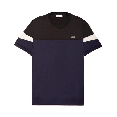 Lacoste Men's Crew Neck Colorblock Soft Jersey T-shirt In Navy Blue / Black / White