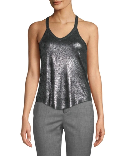 Zadig & Voltaire Chelsea Lame Tank In Silver