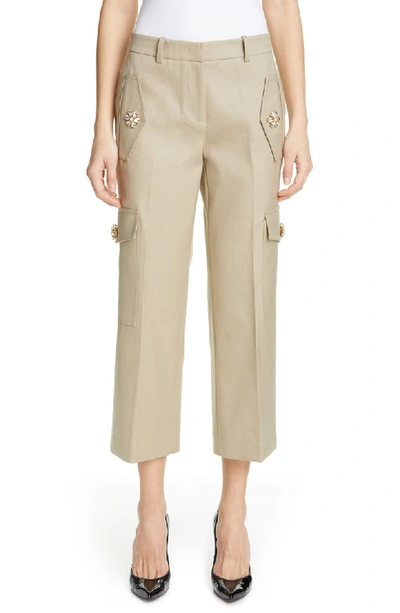 Michael Kors Gem-button Cotton-twill Cargo Pants In Sand