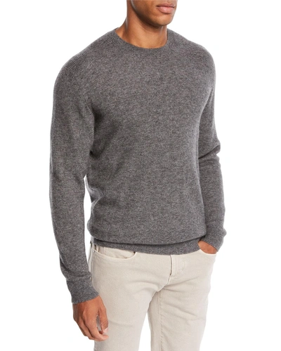Loro Piana Men's Dunster Cashmere Crewneck Sweater In Gray