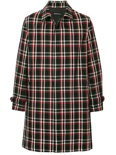 Undercover Reflective-trimmed Checked Wool Coat - Black