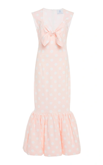 Rebecca De Ravenel Tie-front Cotton Poplin Tulip Dress In Pink