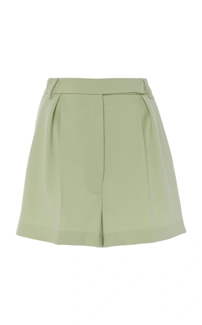 Carolina Herrera Pleated Wool-blend Shorts In Green