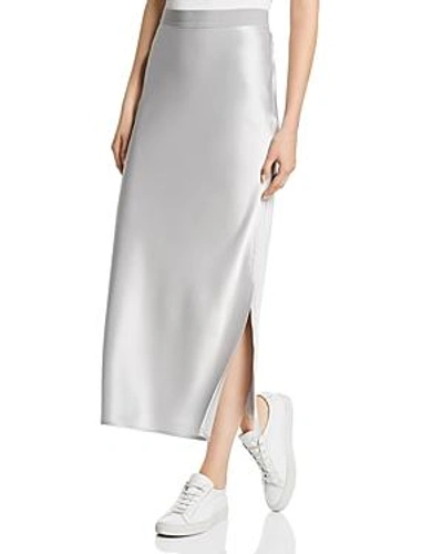 Theory Satin Column Skirt In Silver Mist