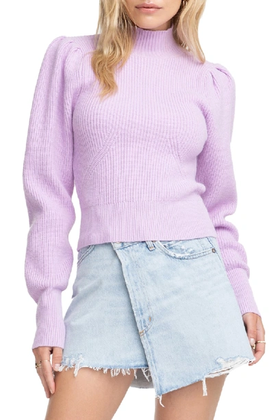 Astr Puff Sleeve Sweater In Lilac