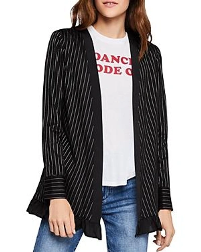 Bcbgeneration Ruffle-hem Pinstriped Blazer In Black Combo