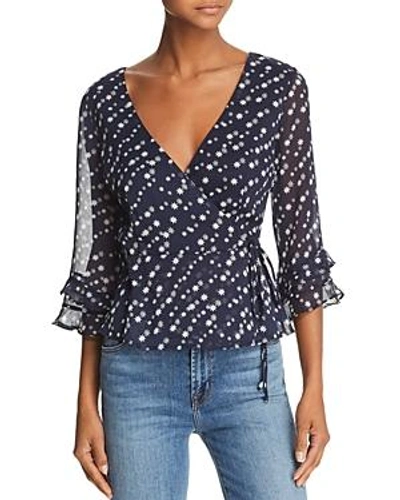 Sage The Label Star Girl Printed Wrap Top In Navy