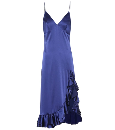 Caroline Constas Elvira Silk Slip Dress In Blue