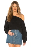 Callahan X Revolve Shaker Knit Off Shoulder Sweater In Black