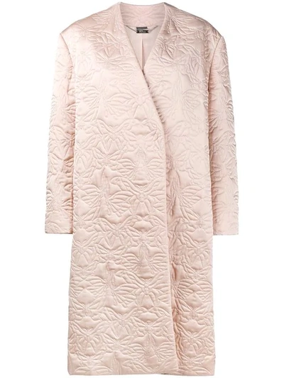 Alexander Mcqueen Butterfly Embroidered Cocoon Coat In Pink