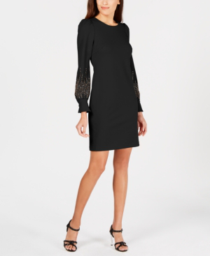 calvin klein embellished puff sleeve dress