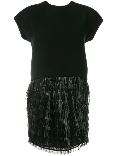 Pre-owned Balenciaga 2017 Fringed Cocktail Dress In Black